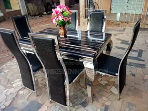 6-Seater Marble Dining Table Set