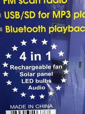 Duravolt 18-Inch 4-in-1 Solar Rechargeable Fan with Bluetooth Speaker