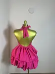 Chiffon Bubble Gown - Hot Pink - 1