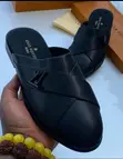 Louis Vuitton Men's Black Leather Flats Shoes - 2