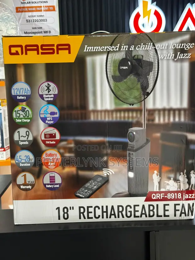 QASA 18-Inch JAZZ Rechargeable Fan da Bluetooth Speaker - 1