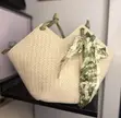 Elegant Woven Women's Tote Bag with Scarf - Cream Green - 3