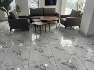 Home Interiors Leather Settee Chairs with 3 Center Tables