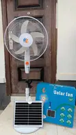 HC 16-Inch Rechargeable Solar Standing Fan with LED Bulb - 1