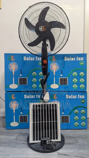 HC 16-Inch Rechargeable Solar Standing Fan with LED Bulb