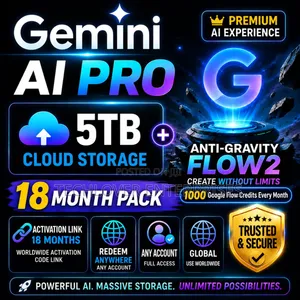 Google Gemini AI Pro + 5TB Storage + 18 Months Subscription