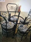 Jerin Teburin Cin Abinci na Wrought Iron tare da Kujeru 4 - 5