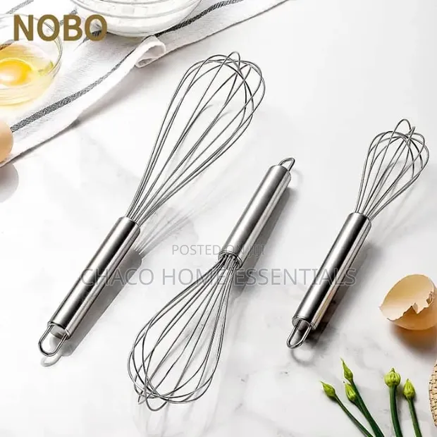 3-Piece Stainless Steel Egg Whisk Set - 1