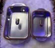 2pcs Stainless Steel Multifunctional Food Pan with Shatterproof Lid - 1