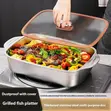 2pcs Stainless Steel Multifunctional Food Pan with Shatterproof Lid - 2