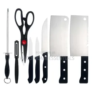 8-Piece Stainless Steel Kitchen Knife Set with Cleaver & Sharpener
