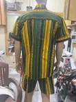 Green Yellow Ankara Men's Shirt and Shorts Set - 2