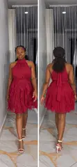 Lady's Sexy Chiffon Gown - Red - 2