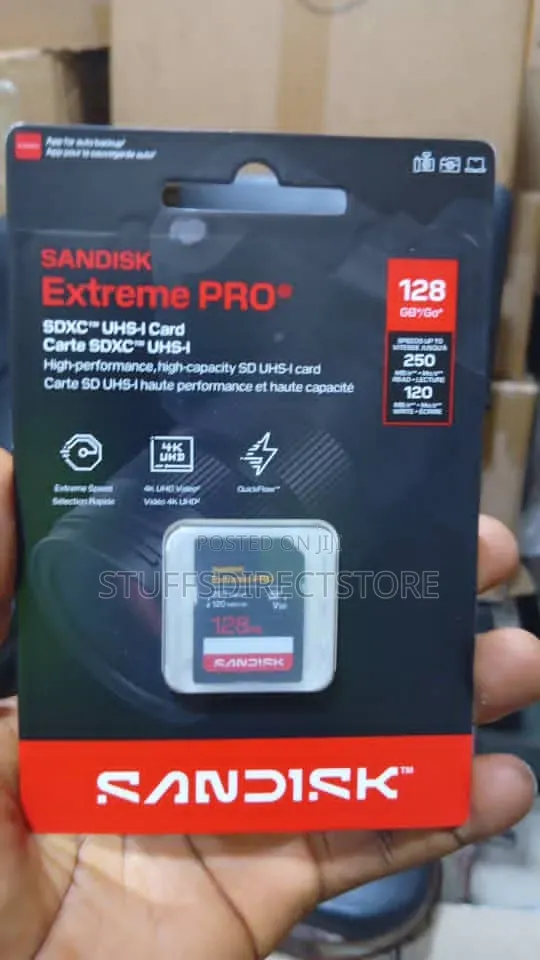SanDisk Extreme PRO 128GB SD Card (250MB/s Read, 120MB/s Write) - 1