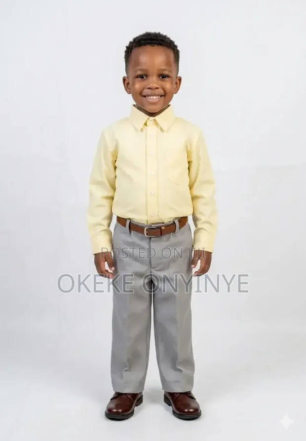 Full Collar Long Sleeve Yellow Shirt (2-4 Years) - 1