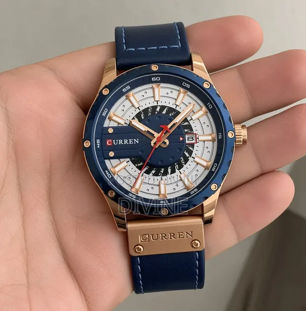 Curren Luxury Chronograph Watch - Water Resistant Leather Strap - 1