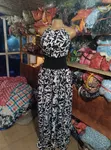 Bakin & Fari Gown Maxi Mai Zanan Ganye - 1