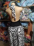 Bakin & Fari Gown Maxi Mai Zanan Ganye - 2
