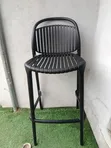 Modern Molded Outdoor Bar Stool with Slatted Backrest - 1