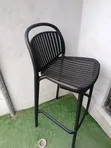 Modern Molded Outdoor Bar Stool with Slatted Backrest - 2
