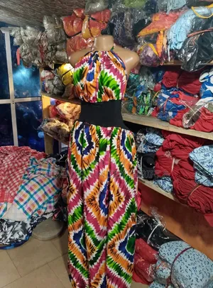 Multicolor Ankara Halter Maxi Gown - Boho Open Back Dress