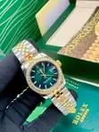 Luxury Two-Tone Rolex Style Watch Set - Emerald Green Dial - 2