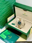 Luxury Two-Tone Rolex Style Watch Set - Emerald Green Dial - 3