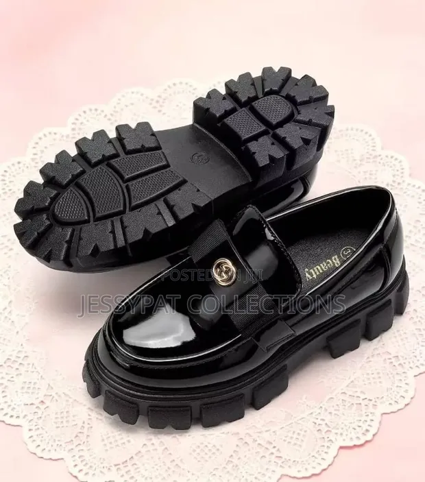 Kids Black Chunky Buckle Loafers - Children's Casual Slip-on Shoes - 1