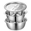 Multifunctional Stainless Steel 3-in-1 Rice Washing Bowl with Drainer - 1
