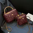 Luxury Leather Handbag for Women - Brown - 4