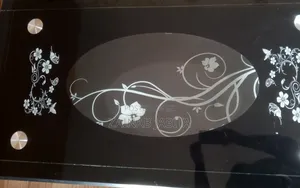 Used Two-Tier Glass Centre Table with Floral Design