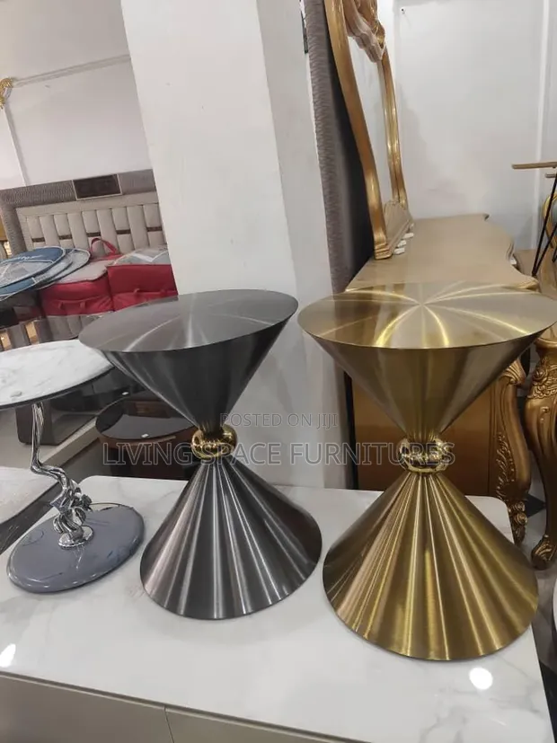 Luxury Glossy Steel Side Stool - 1