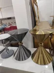 Luxurious Glossy Steel Side Stool - 2