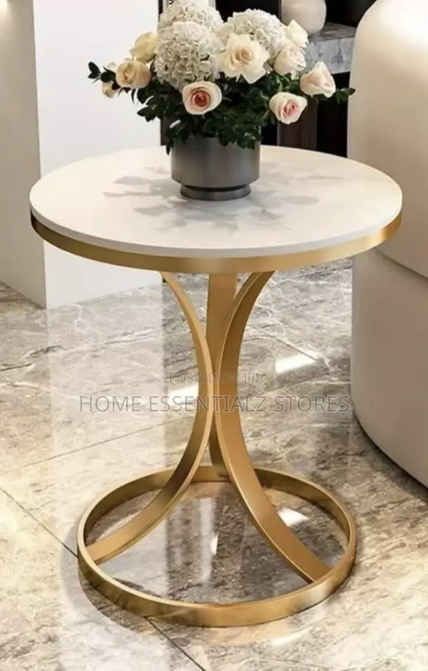 Luxury Round Marble Side Table - Modern Coffee Stool - 1