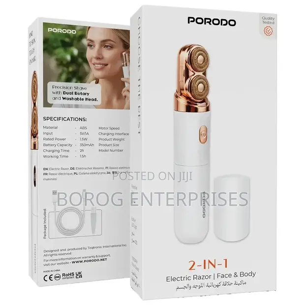 Porodo 2-in-1 Mai Lantarki don Fuska & Jiki - Fari - 1
