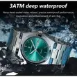 POEDAGAR Men's Luxury Stainless Steel Watch - Silver/Green - 3