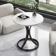 Kujerar gefe mai saman marble zagaye da ƙafar ƙarfe mai lanƙwasa - 2
