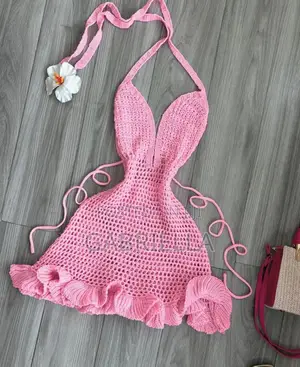 Women's Pink Hollow-Out Summer Dress