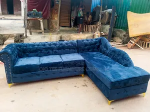 Standard Blue Velvet Sofa Chairs - Sabon Abu