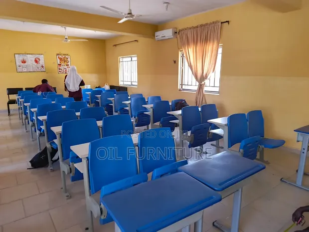 Modern 2-in-1 Student Desk with Attached Chair - 1