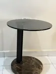 Black Marble da Gilashin Pedestal Table - 2