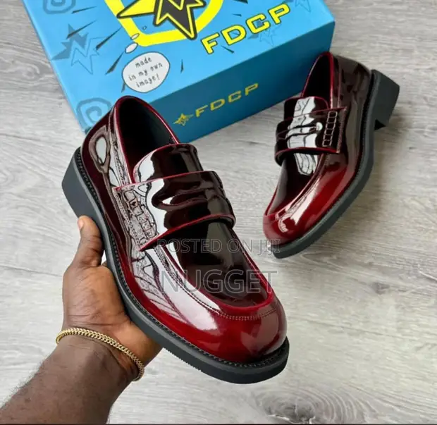 FDCP Glossy Leather Black Loafers - 1