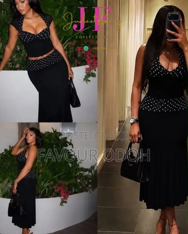 Polka Dot Halter Top and Maxi Shirt Set - 1