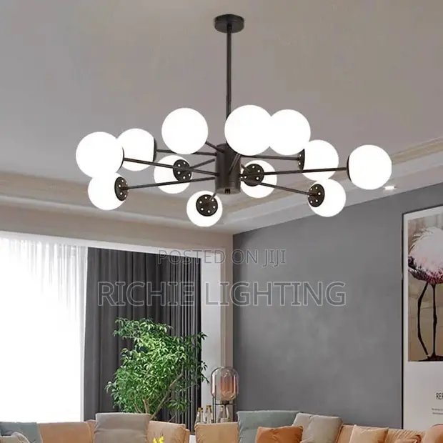 12-Bulb Modern Glass Chandelier - 1