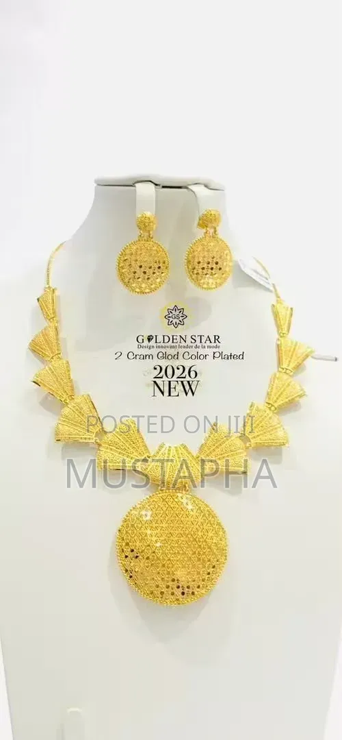 Golden Star Gold Plated Necklace and Earrings Set - 1