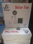 16-Inch Solar Rechargeable Standing Fan with Lights & Panel - 2