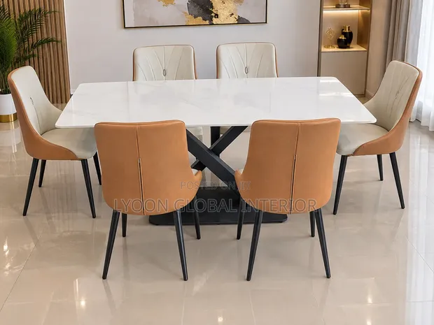 Quality X Base 6-Seater Dining Table Set - 1