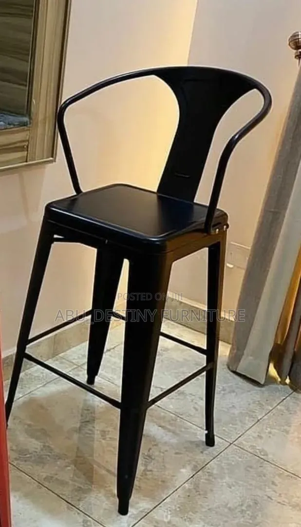 Industrial Metal Bar Stool with Armrest - 1