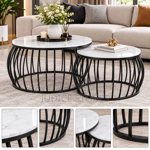 Home Interiors Marble Center Table with Black Legs