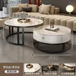 Marble Twins Round Center Table da Side Drawer - 1